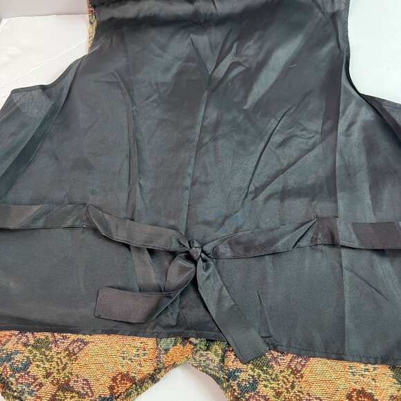 Vintage Gemilli Tapestry Floral Vest Large Made In USA Cotton Front Satiny Back - Picture 9 of 10